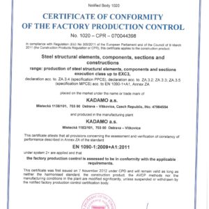 Approval attestation of producing steel constructions up to class EXC3 acc. EN 1090-2+A1